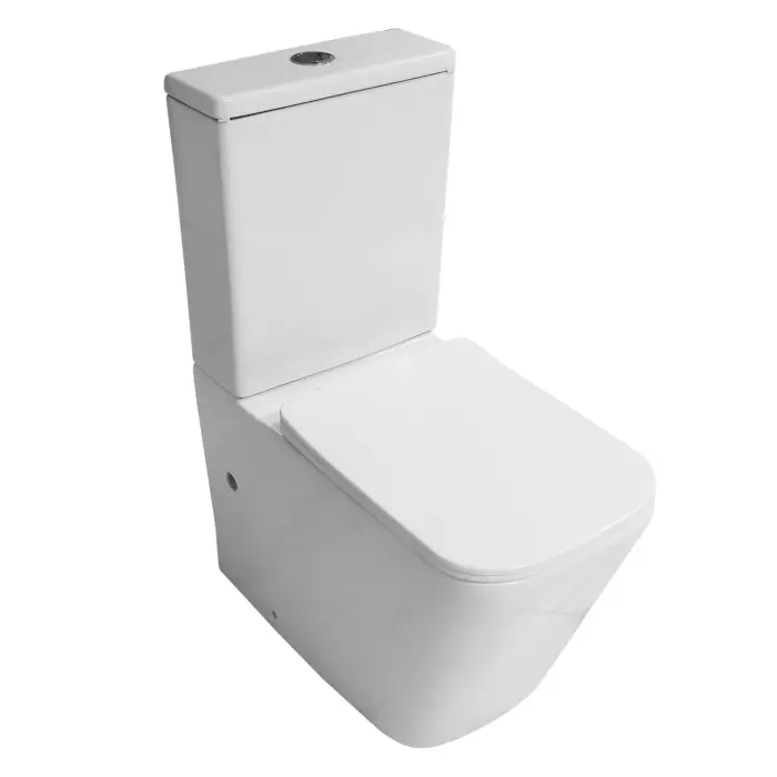 Унитаз напольный Azario Индор безободковый, в комплекте с бачком и сиденьем микролифт, дюропласт 820*630*360 (AZ-T004B-R)