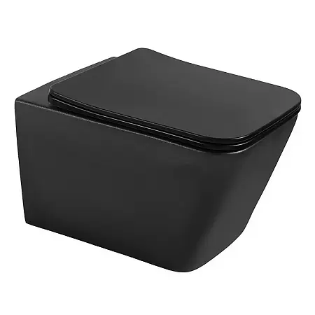 Унитаз подвесной Azario Дейзи Блэк 355х515х340 безободковый, система смыва "скрытое Торнадо", с быстросъемным сиденьем "Микролифт", черный матовый (AZ-W05-SB)