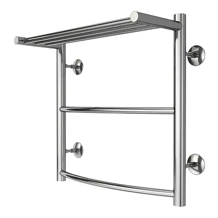 Полотенцесушитель водяной AZARIO VERONA 500/500 с полкой, 2 секции, нижнее/диагональное подключение, 1/2", хром (AZ04155P)