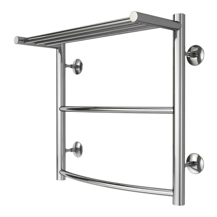 Полотенцесушитель водяной AZARIO Верона 500/500 с полкой, 2 секции, нижнее/диагональное подключение, 1/2", хром (AZ04155P)