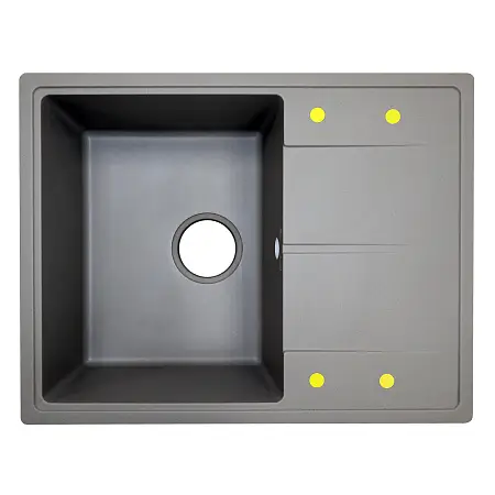 Кухонная мойка AZARIO Tavas 620х480х197 кварцевая, прямоугольная, сифон в комплекте, цвет Серый (CS00097671)