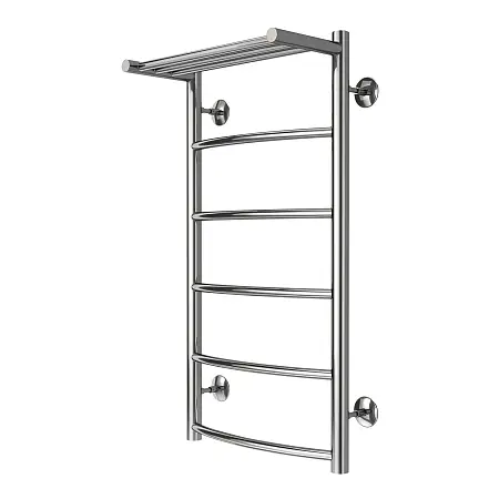 Полотенцесушитель водяной AZARIO VERONA 400/800 с полкой, 5 секций, нижнее/диагональное подключение, 1/2", хром (AZ04148P)