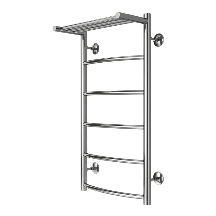 Полотенцесушитель водяной AZARIO VERONA 400/800 с полкой, 5 секций, нижнее/диагональное подключение, 1/2", хром (AZ04148P)