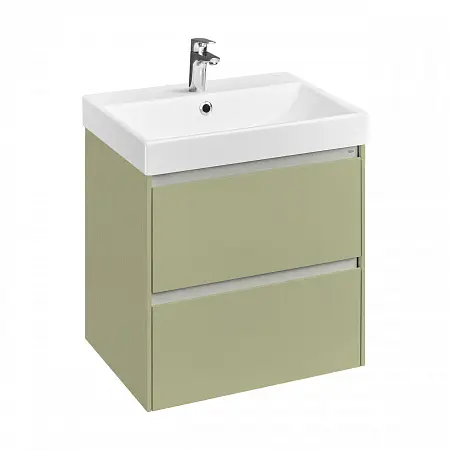Комплект: Тумба под раковину Roca Ona Olive 600 подвесная, 2 ящика + раковина ONA 60х46, оливковый матовый (Z.RU93.1.045.5)